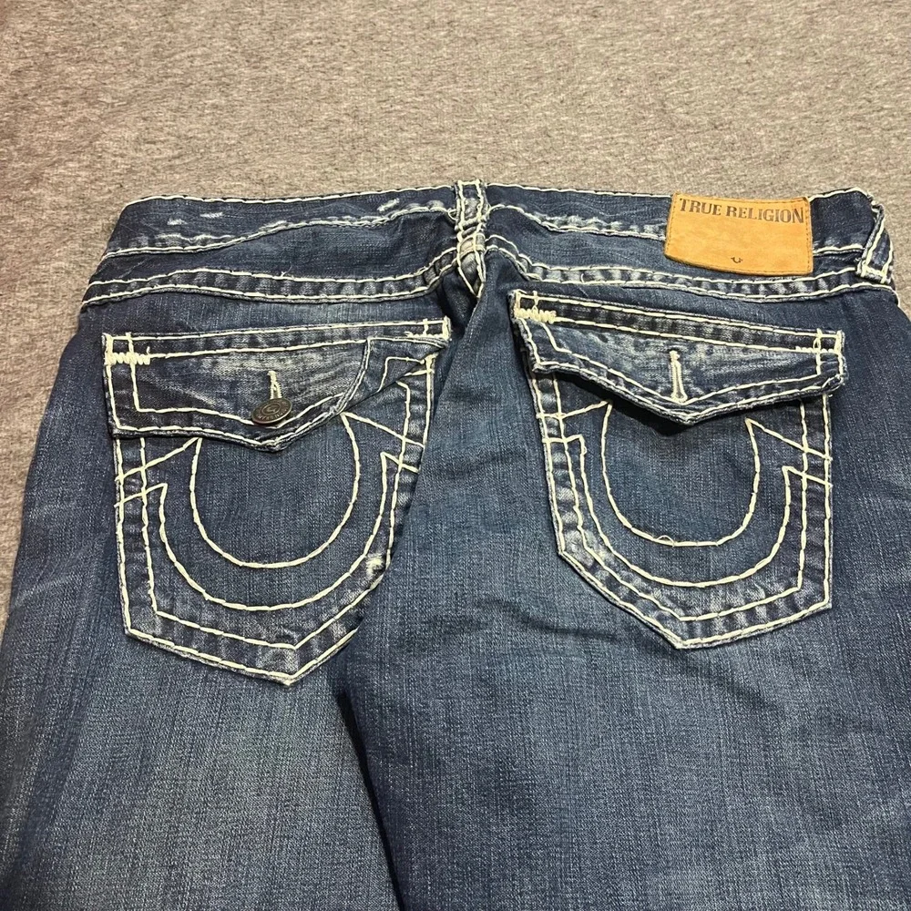 True Religion Ricky Relaxed Straight Baggy Distressed Super T Jeans 38x35 Indigo